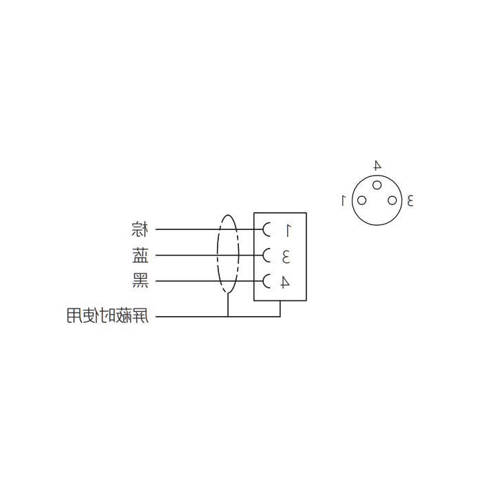 M8 3-PIN, straight female, single-end precast PUR flexible cable, black sheath, 63S021-XXX